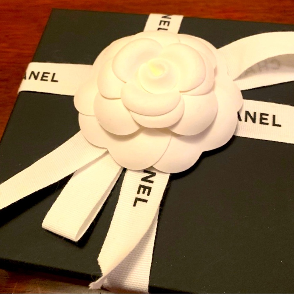 CHANEL Black Box with White Camellia and ribbon. Authentic,must have!brand new!